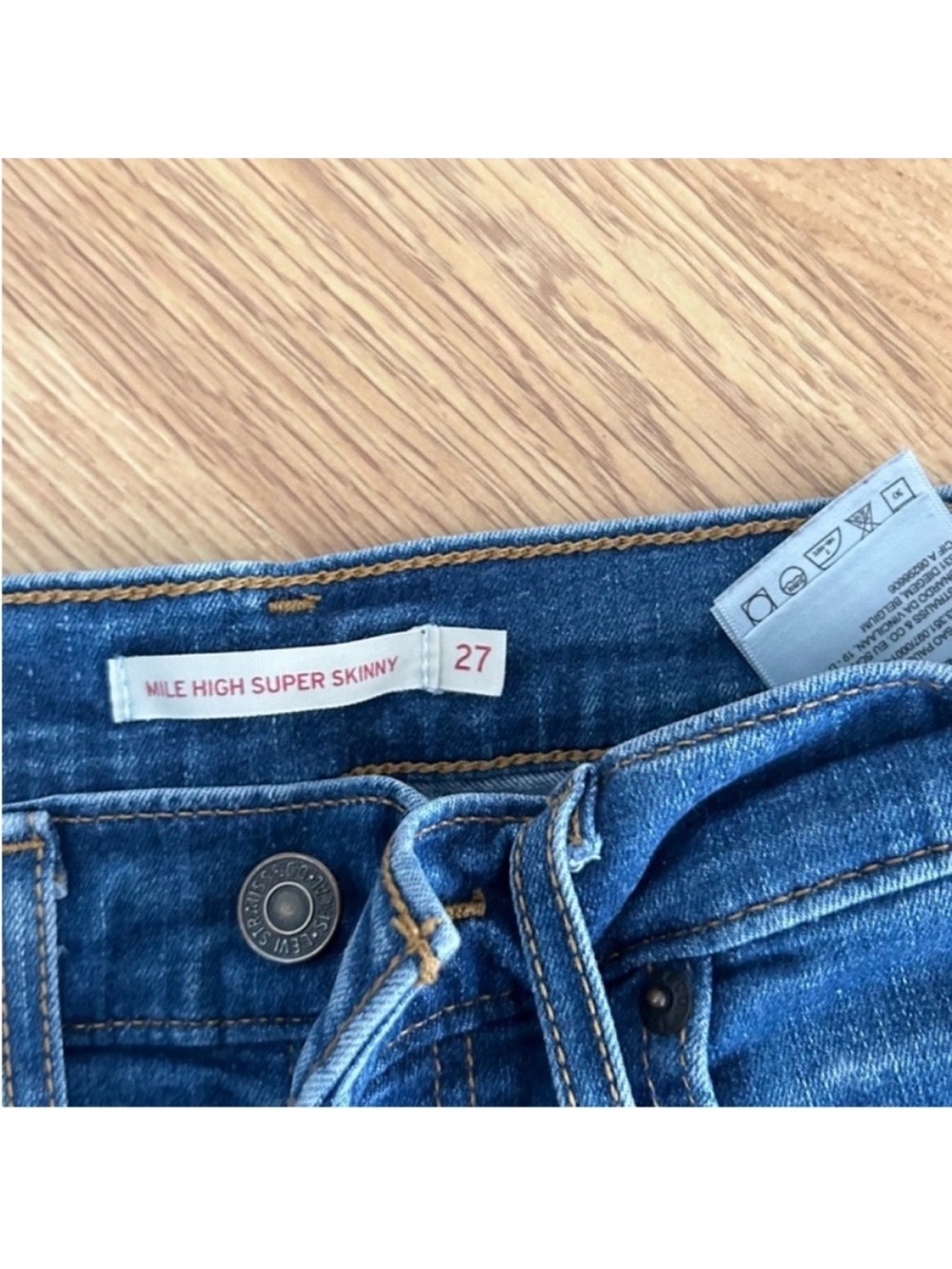 PAIGE Blue Distressed Straight-Leg Jeans - Picture 3 of 7